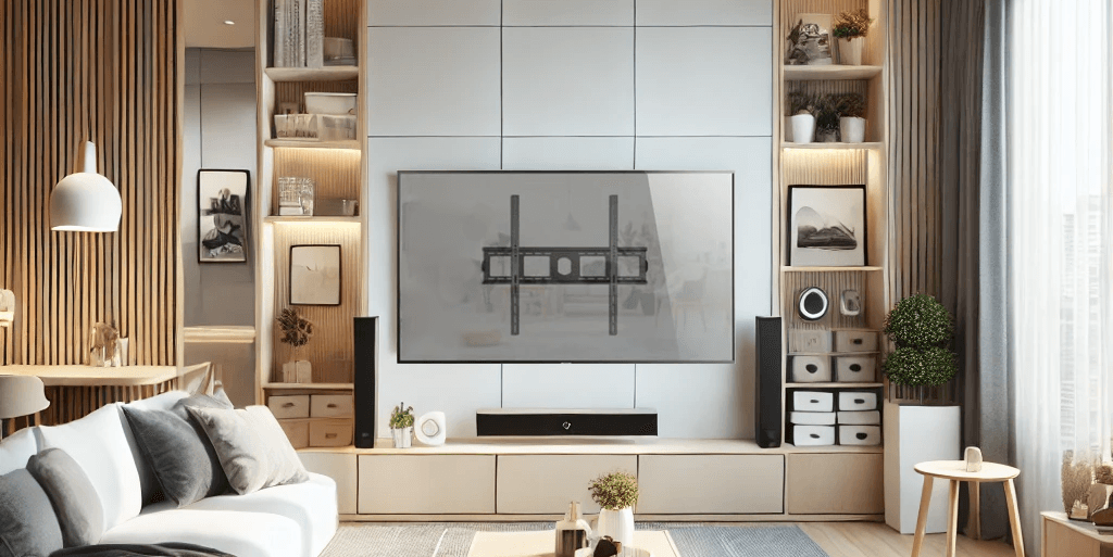 Television fixee sur un mur avec support Everdrive